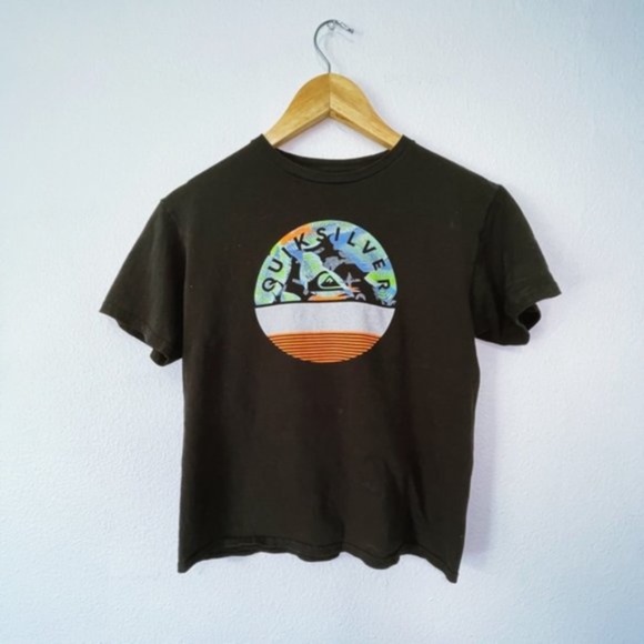 Quicksilver Graphic Short Sleeve Cropped Tee Black Medium - Picture 3 of 3